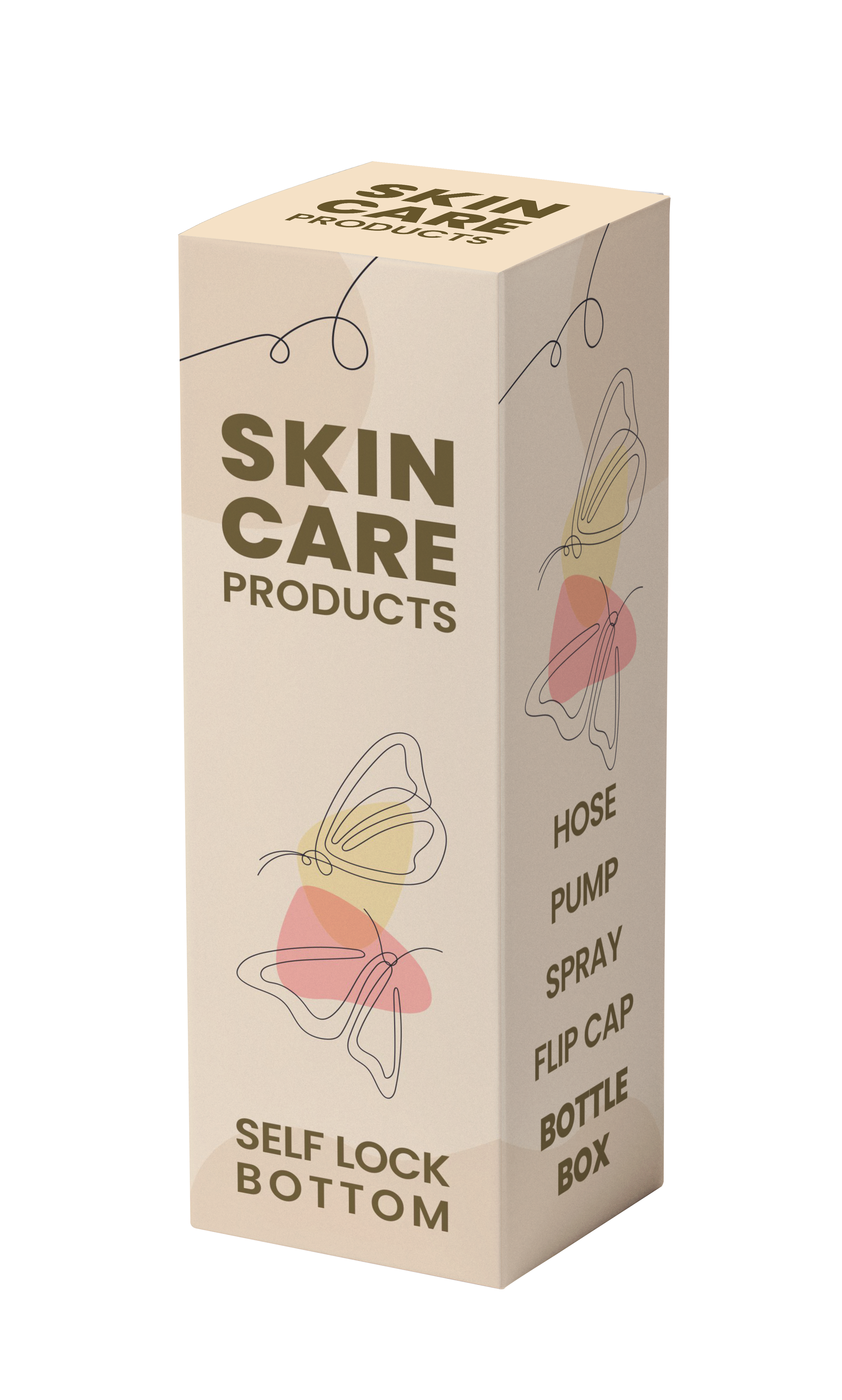 Skin Care Products Box with  Self Lock Bottom