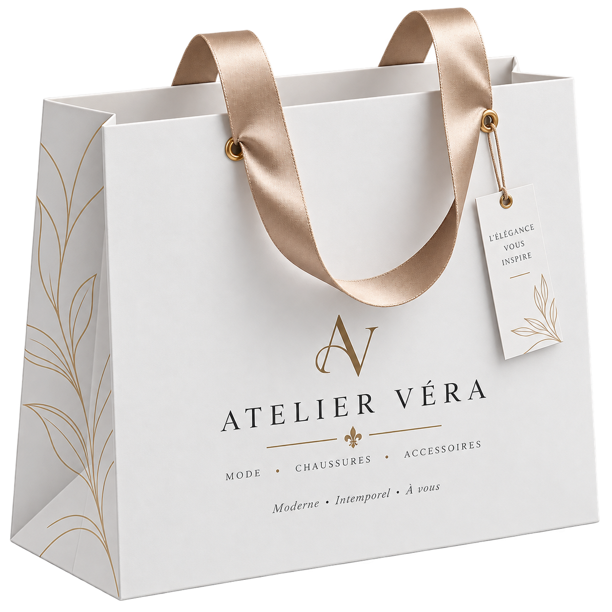 Fashion Tote Bag with Silk Ribbon Handle