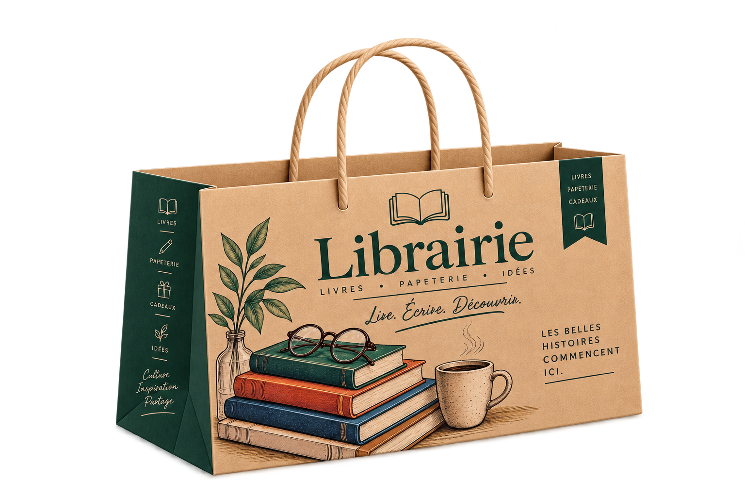 Kraft Paper Bag Low Height with Twisted Rope Handle