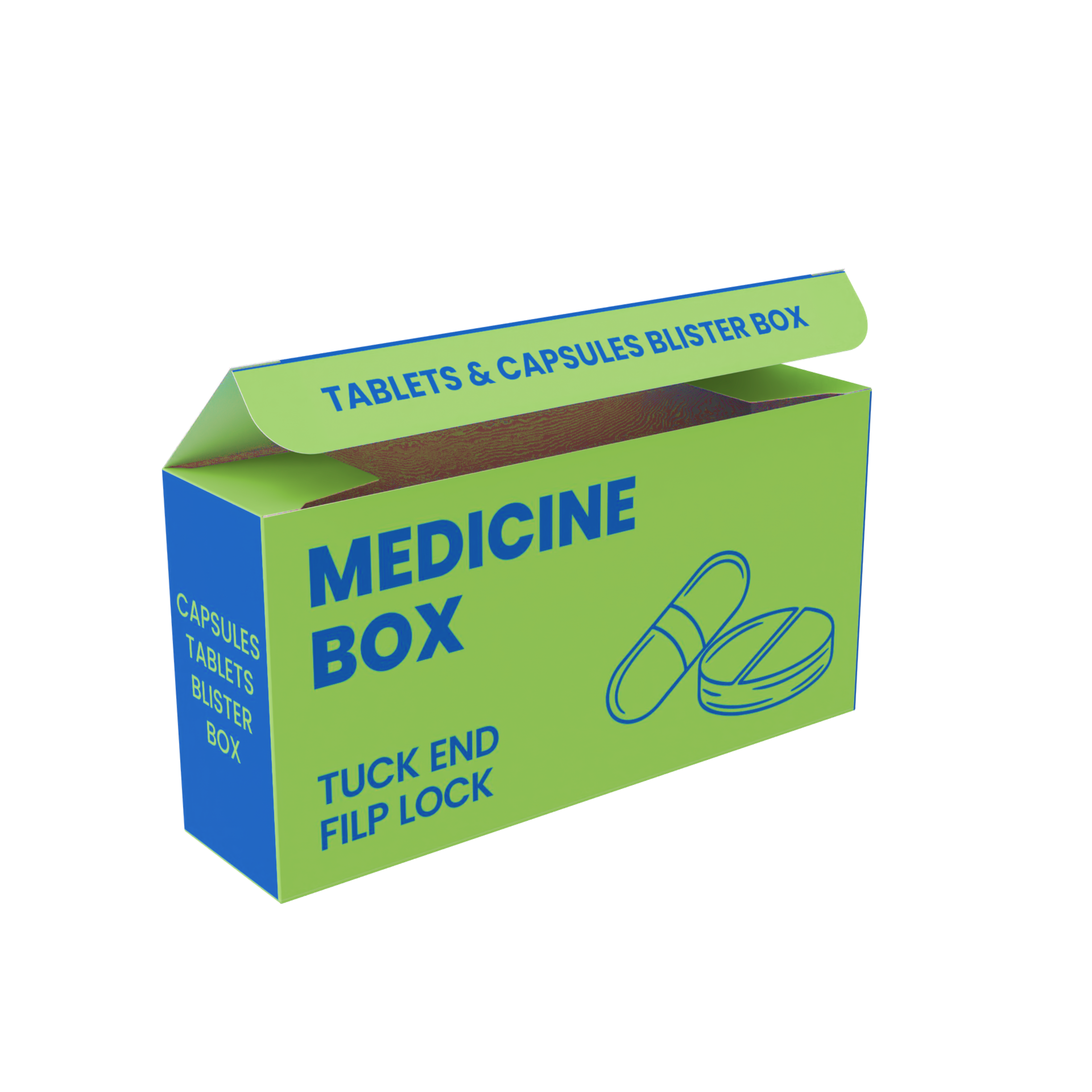 Pharmaceutical Box (Horizontal) Tuck End Flip Lock