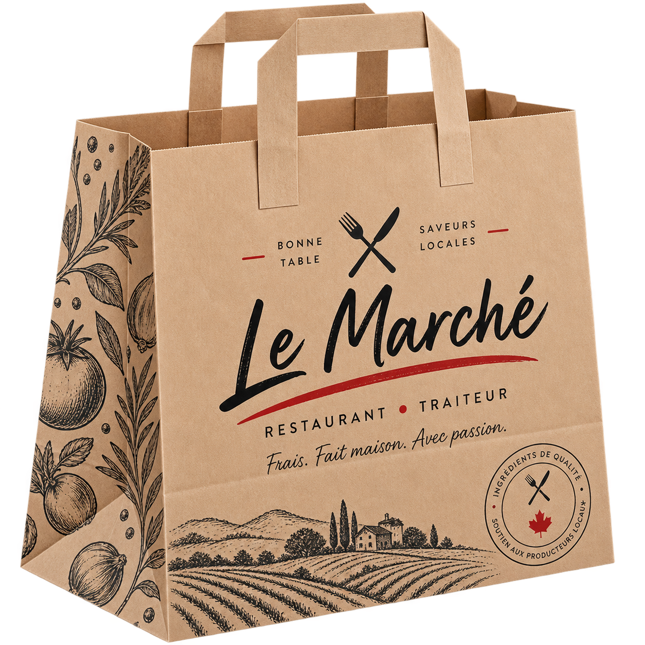 Takeaway Kraft Paper Bag with Handle